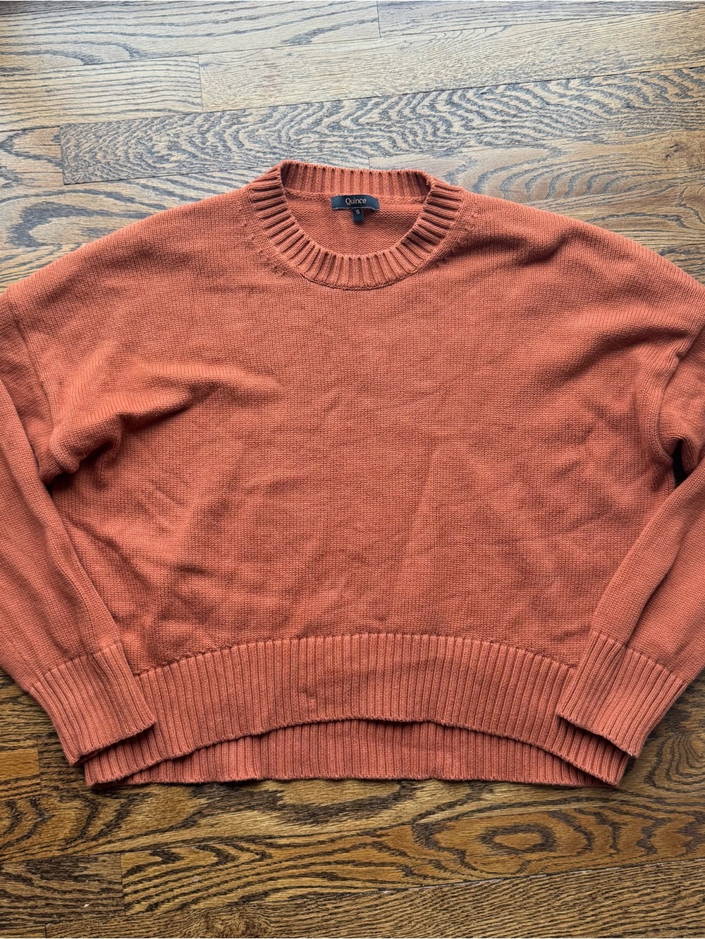 Quince Organic Cotton Burnt Orange Crewneck Sweater Small